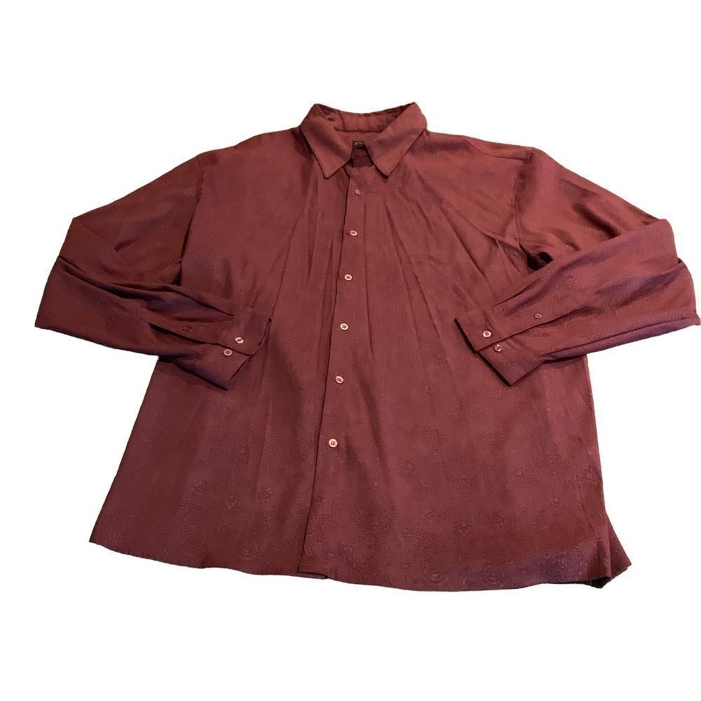 Carlucci Men’s Maroon Floral Printed Button Front Shirt XL